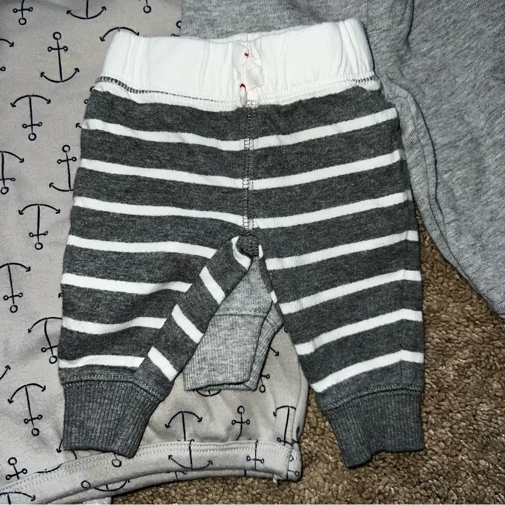 Carter’s Gerber and other Brands Baby Boy Bundle Gray and White Size NB-6 Mos